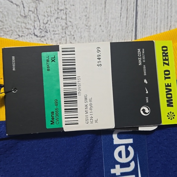 Nike Golden State Warriors Icon Edition Jersey Blue/White/Yellow Size XL NWT - Picture 9 of 11